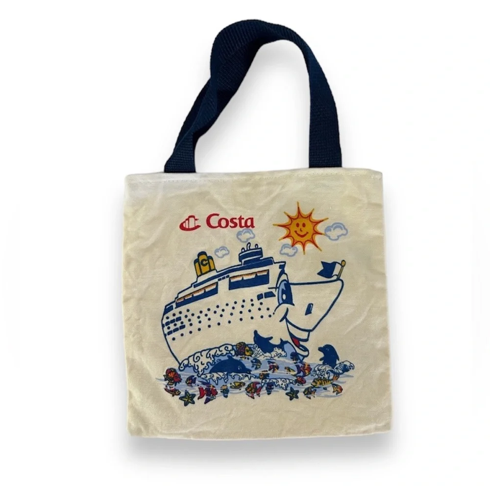 🦋 5/$25 - Vintage Costa Mini Canvas Cruise Small Tote Bag
